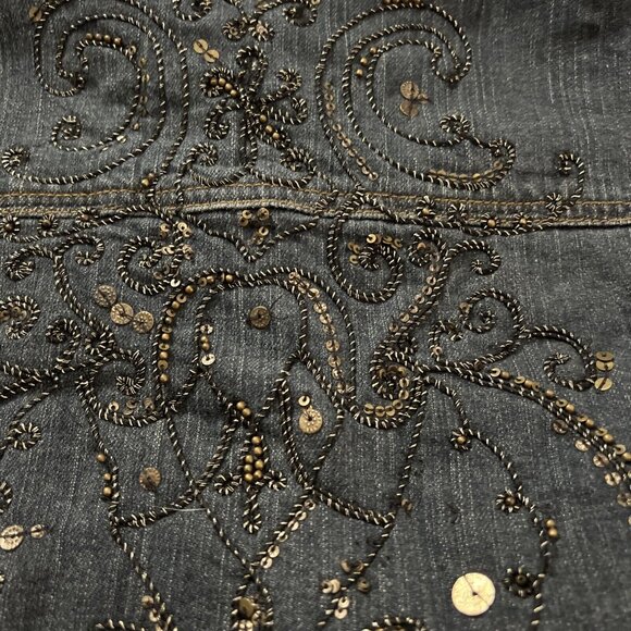 Chico’s Jean Jacket Women’s Bling embellished size 1 Medium - Picture 6 of 7